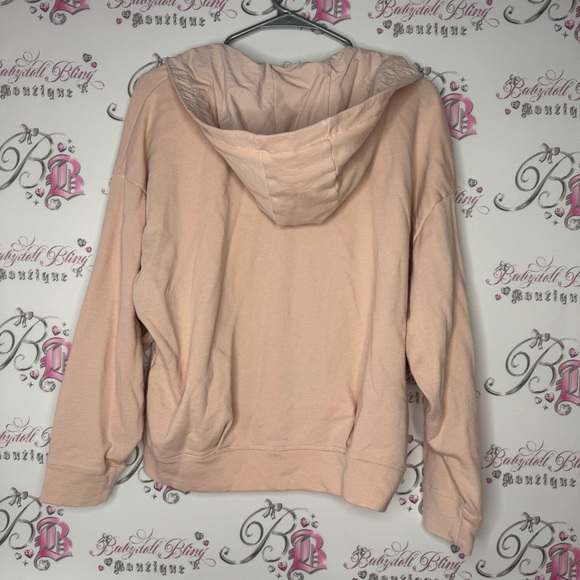 Fabletics sweater pullover light pink peach orange kangaroo pocket hoodie gym - Picture 2 of 7